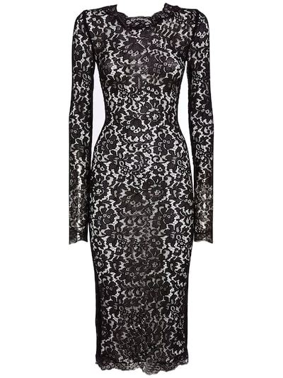 Robe midi en dentelle en noir – Dolce Gabbana .